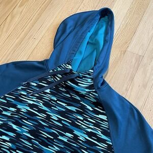 Nike Therma-Fit Haze All Time Pullover Hoodie Women Blue Teal Camo Athletic Larg